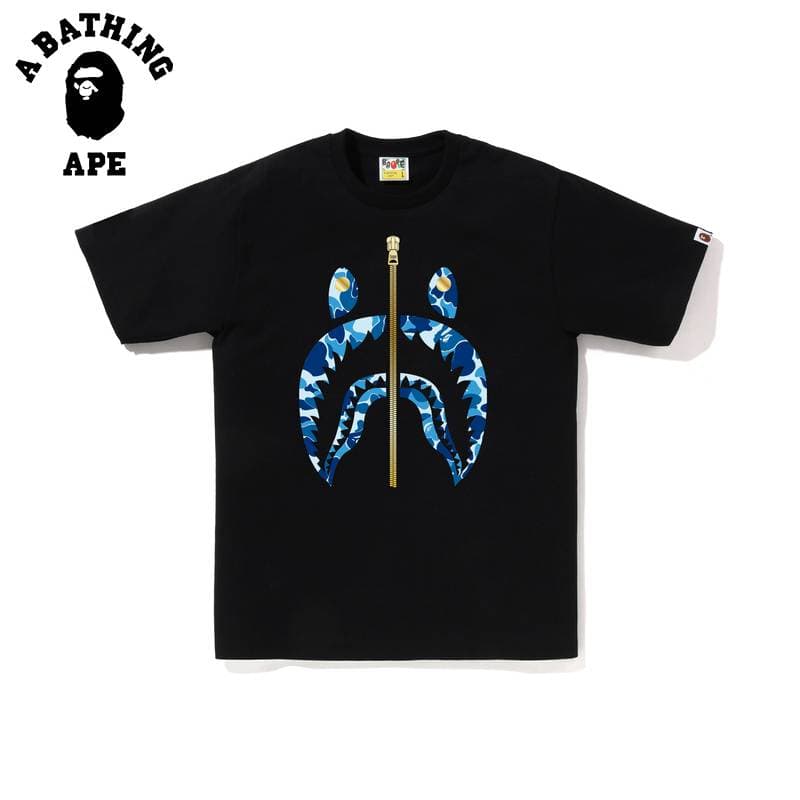 A BATHING APE Camouflage Zipper Shark Men's Short Sleeved T-shirt