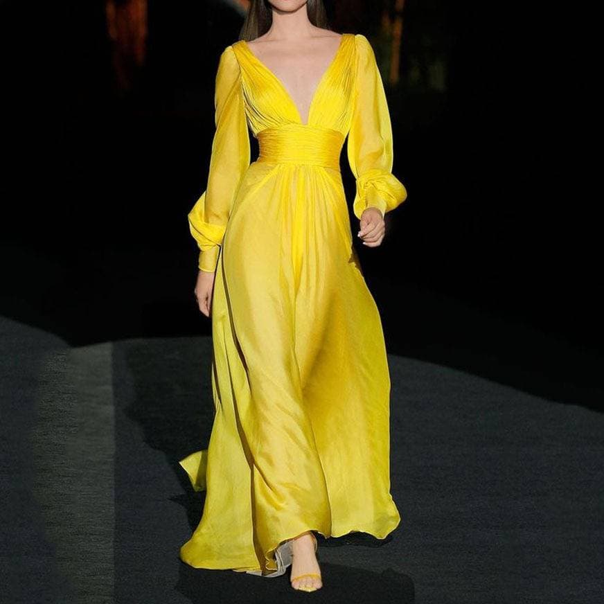Sexy Deep V-Neck Evening Dress - Elegant Bodycon Party Gown