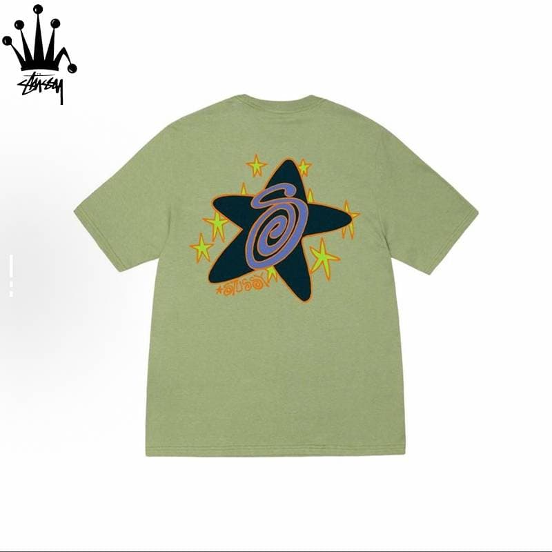 Stussy Galaxy Pattern Printed Cylindrical Short Sleeved T-shirt Made Of Pure Cotton Fabric For Both Men And Women