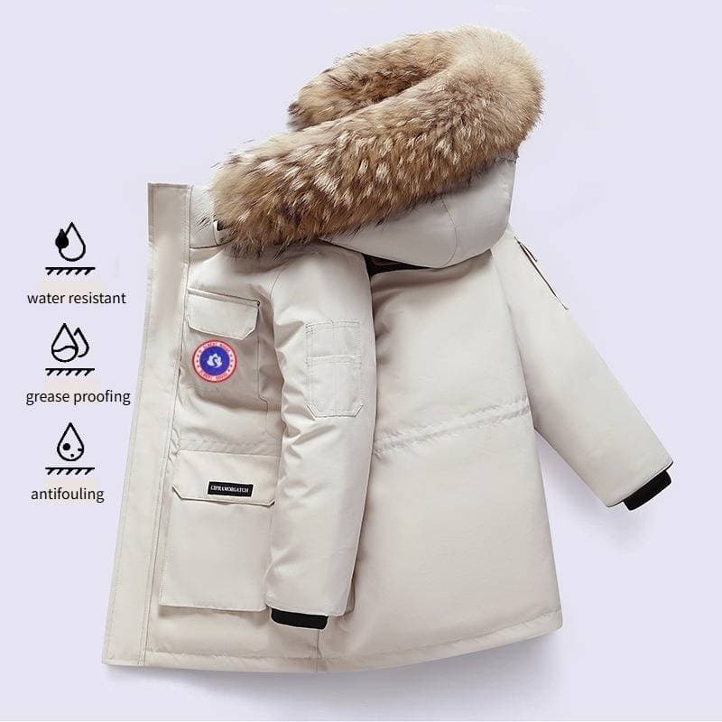 Handsome Goose Children's Down Jacket 08 Expedition Thick Windproof Winter Parka Parent Child Wear Children's Clothing Hooded Jacket