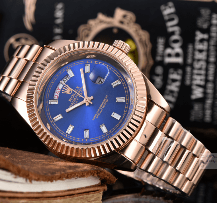 Montre de luxe pour homme, bracelet en acier, style business, double date, collection Executive.