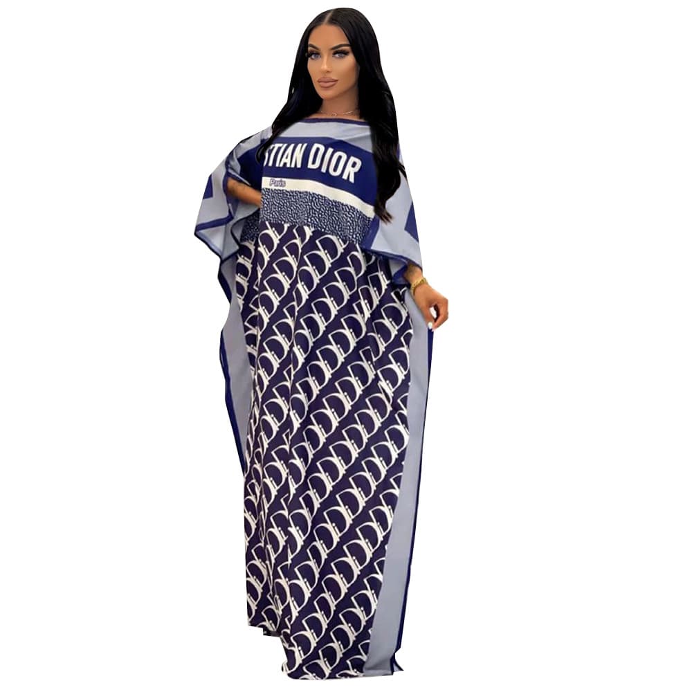 Robe ample imprimée à col rond pour femme