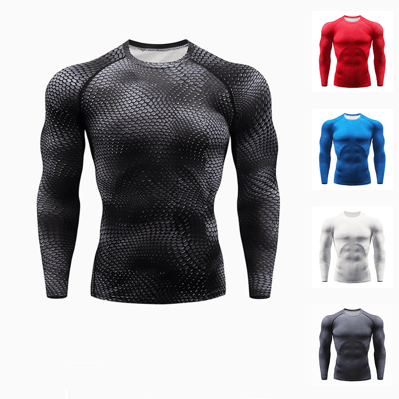[ScaleFlex] Men's Compression Shirt - Snake Scale Print | Quick-Dry Performance Top