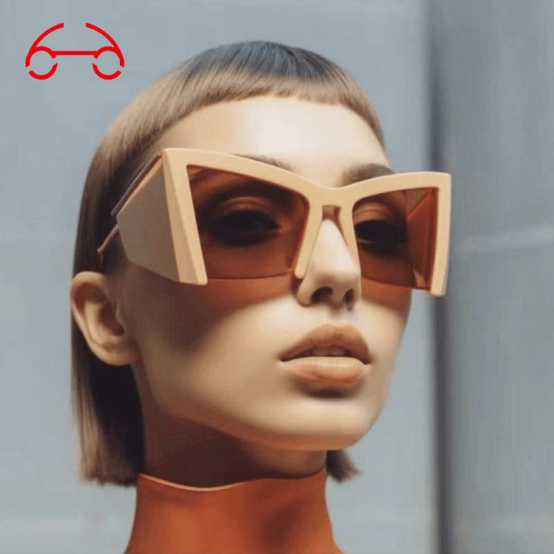 Two Circles Fashion Personality Half Frame Sunglasses Street Shooting Trend Wide Leg Anti Ultraviolet Sunglasses T1114