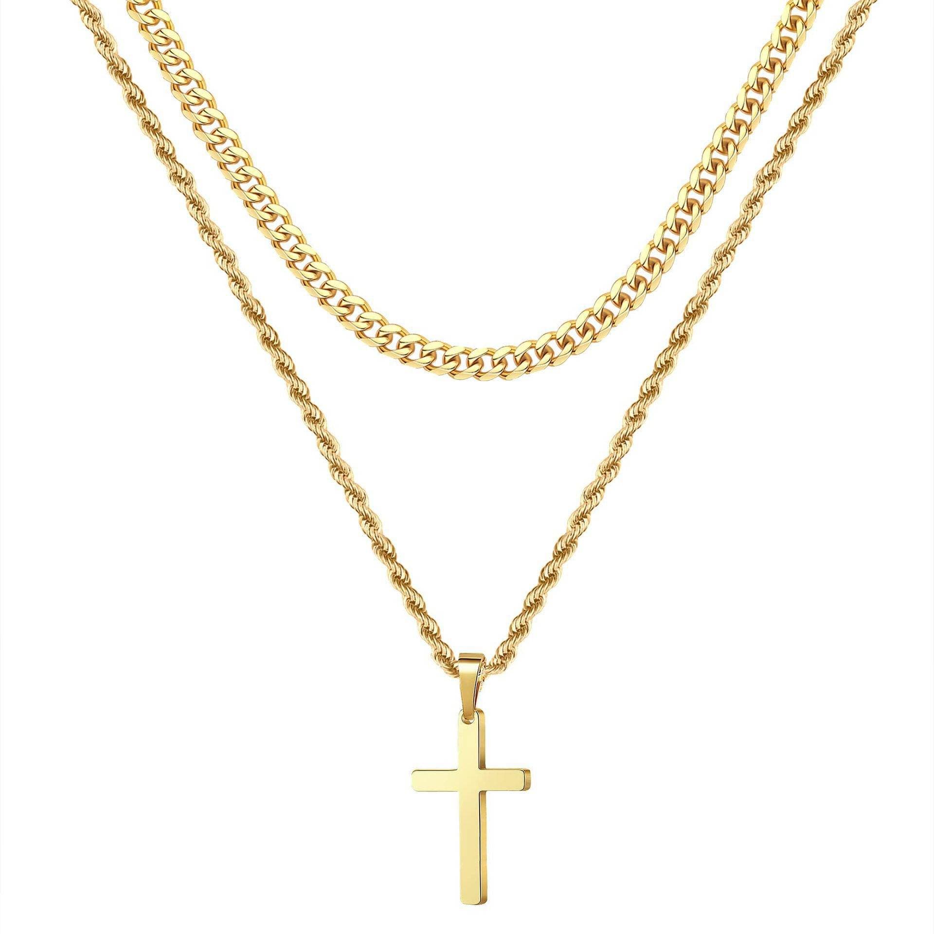 Unisex Twist Hip Hop Trendy Chain Chain Cross Pendant Men's Necklace