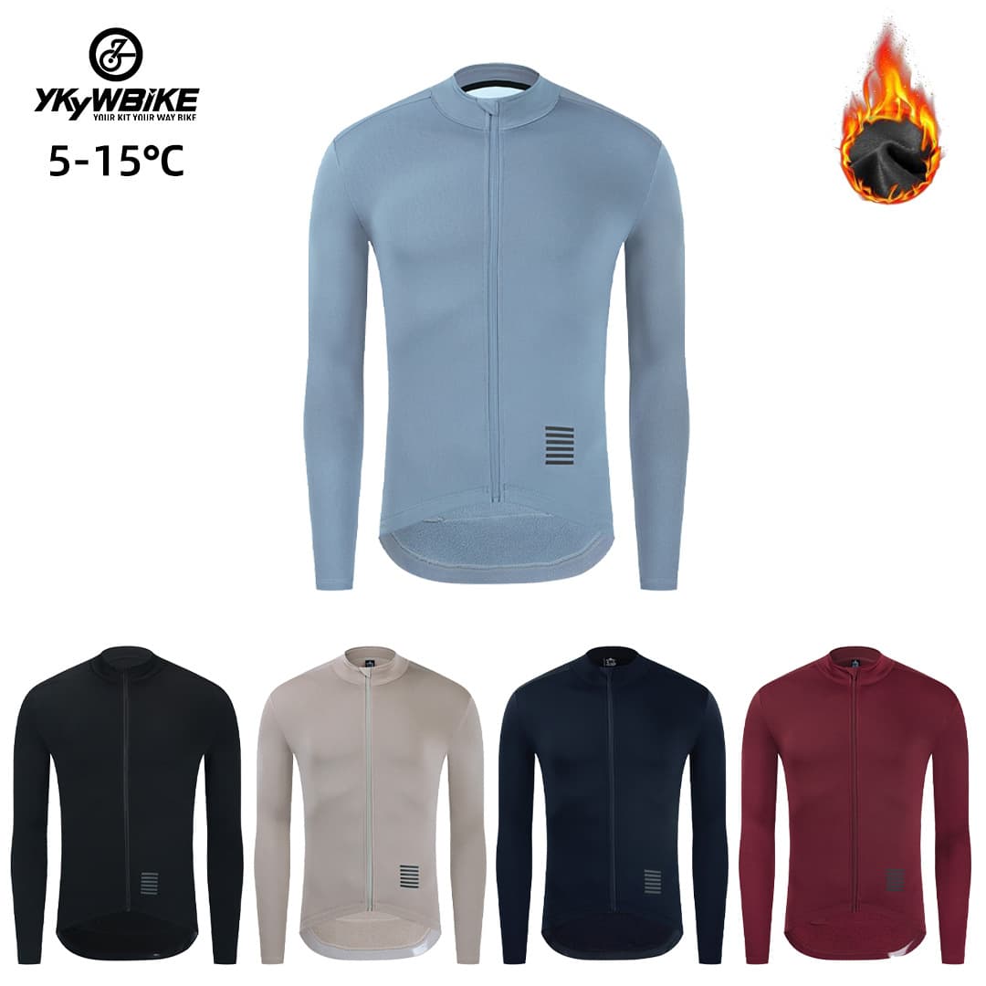 Sports autumn and winter new fleece riding clothes long sleeved mountain bike equipment with fleece warm riding clothes