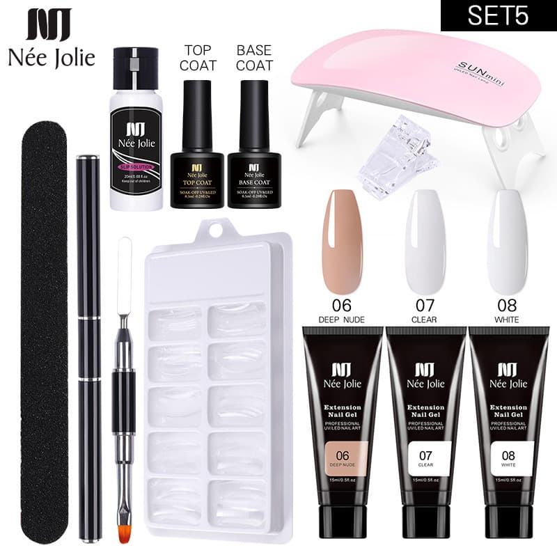 Nail Glue 15ml Nail Extension Glue Set Nail Mold Double Headed Brush Nail Crystal Extension Glue Set Phototherapy Gel