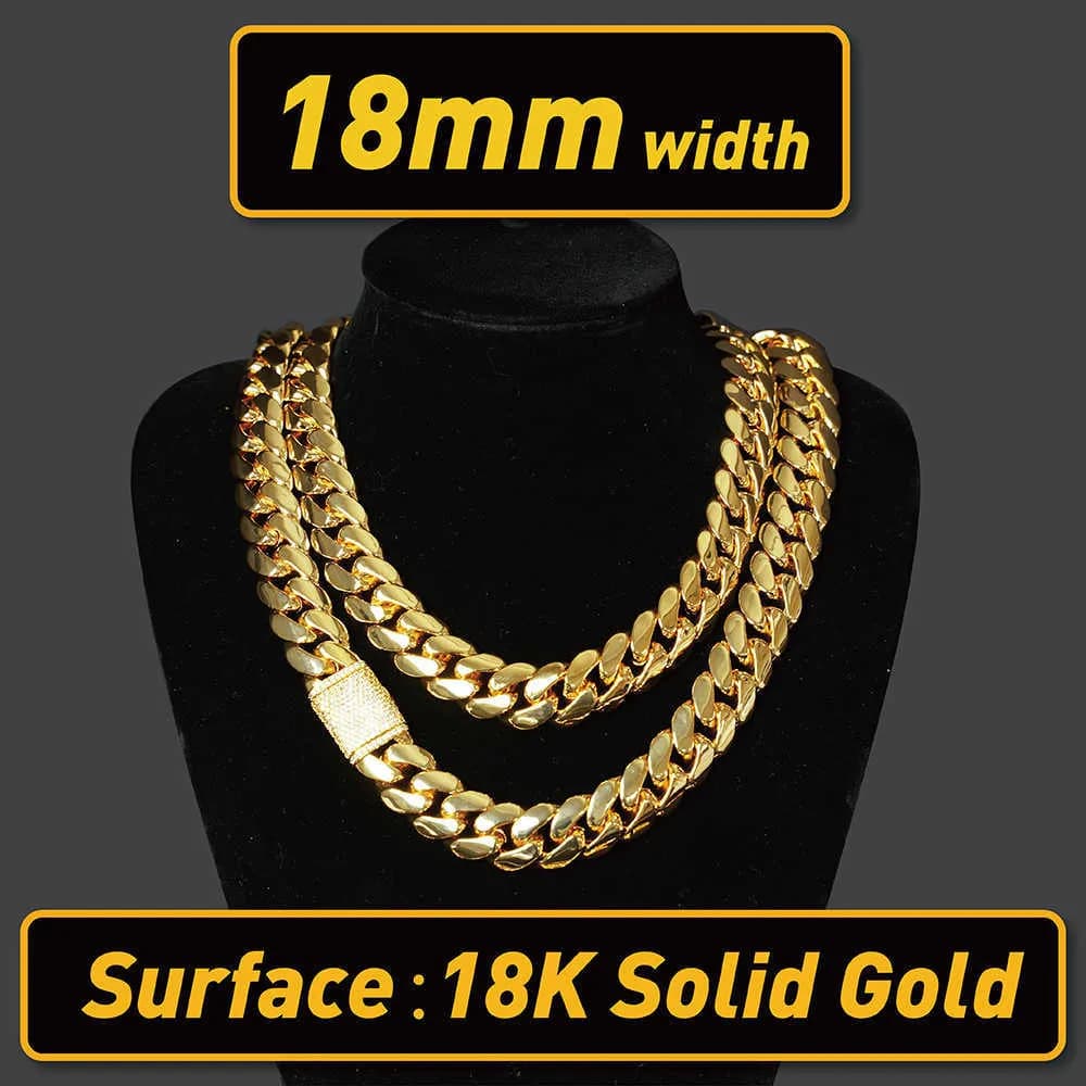 Collier ras du cou à maillons personnalisés en or, chaîne cubaine Miami, 20mm