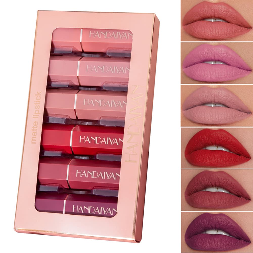 Gwong 6 Colors Matte Long Lasting Non Sticky Lipstick Lip Gloss Cosmetic