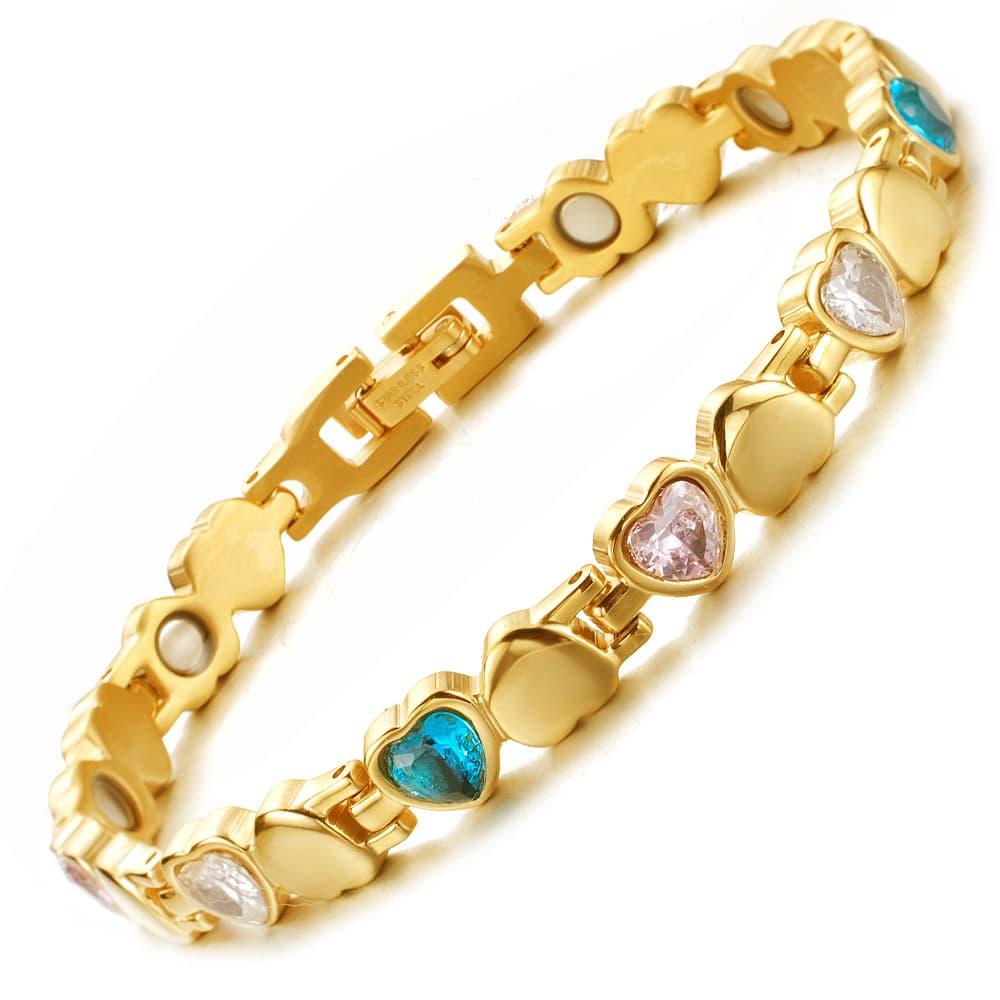 Men's Jewelry Fashion Luxury Double Heart Diamond Heart Shaped Strong Magnetic Stainless Steel Bracelet Jewelry