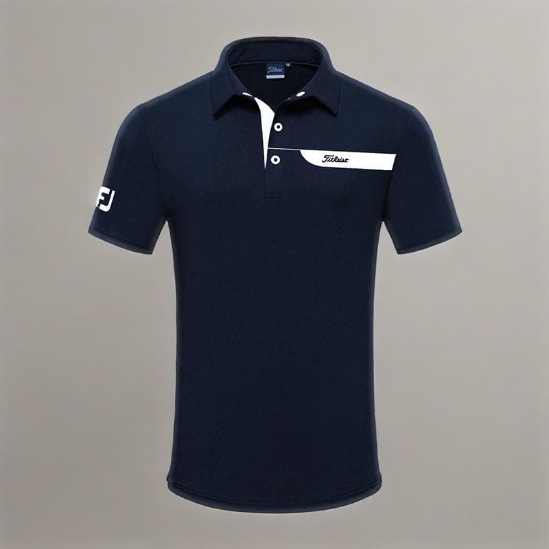 Men's Clothing Golf Clothing Men's Short Sleeved Sports Sweat Absorbing T Shirt Elastic Quick Drying Jersey Summer Lapel Golf Clothes