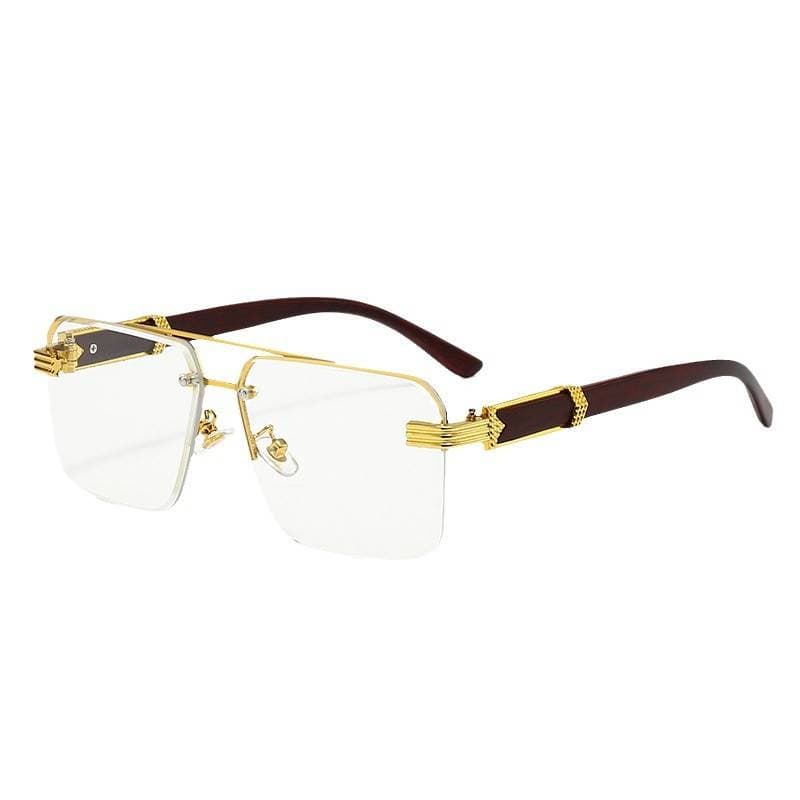 Unisex Accessories Semi-Rimless Sunglasses – Diamond Cut Frame & Marble Temples (UV400 & Fashion)​