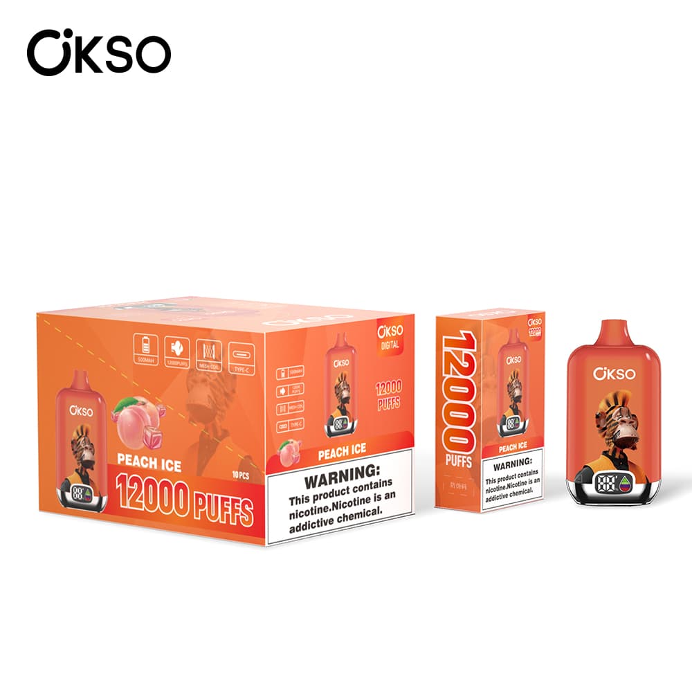 (Mise à niveau du produit ELF BOX 12 000 bouffées - 28 saveurs) Cigarette électronique jetable OKSO Digital 500 mAh, 12 000 bouffées, saveur fr