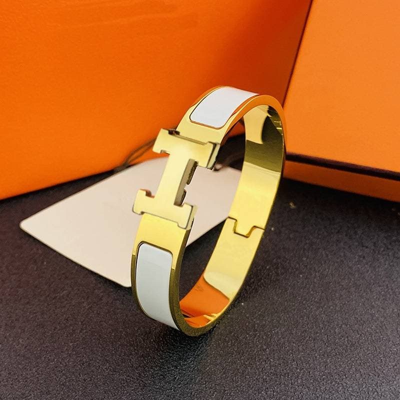 Bracelet classique en émail avec lettre H de créateur, large boucle en or, bracelet H européen et américain, bracelet pour couple