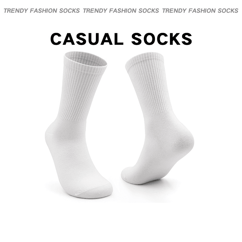 Socks mid tube pure cotton socks autumn and winter sweat absorbent breathable socks men's same style socks casual pure white men's socks