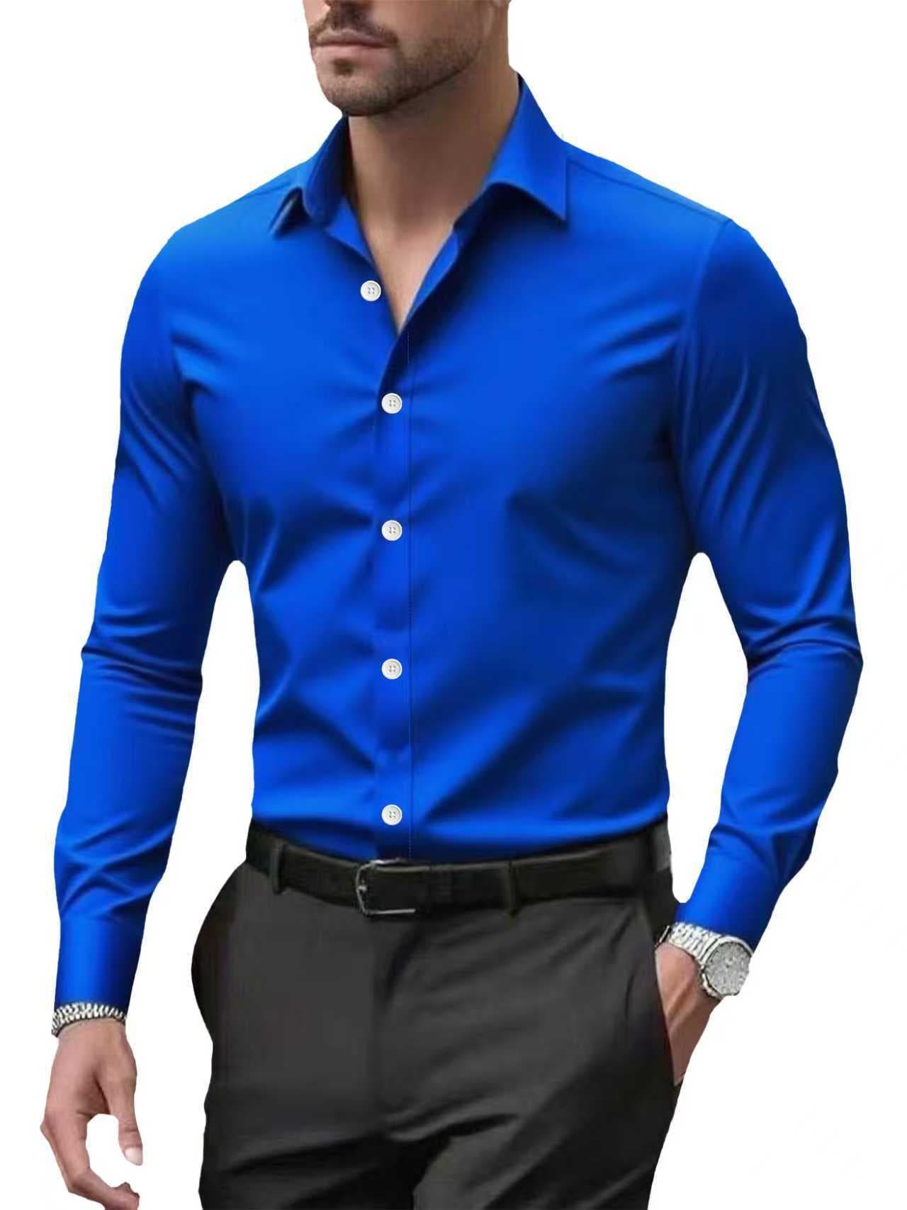 Chemise blanche à manches longues pour homme, vêtement de travail, coupe slim, grande taille, style professionnel, printemps et automne