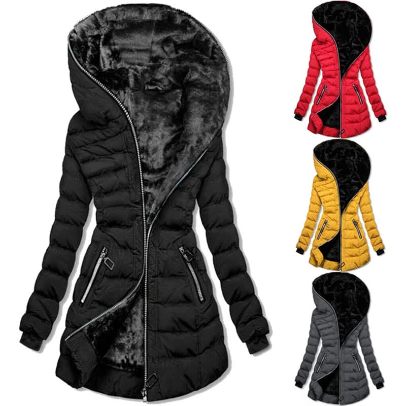 Women's Thick Coat Long Zipper Cotton-padded Jacket