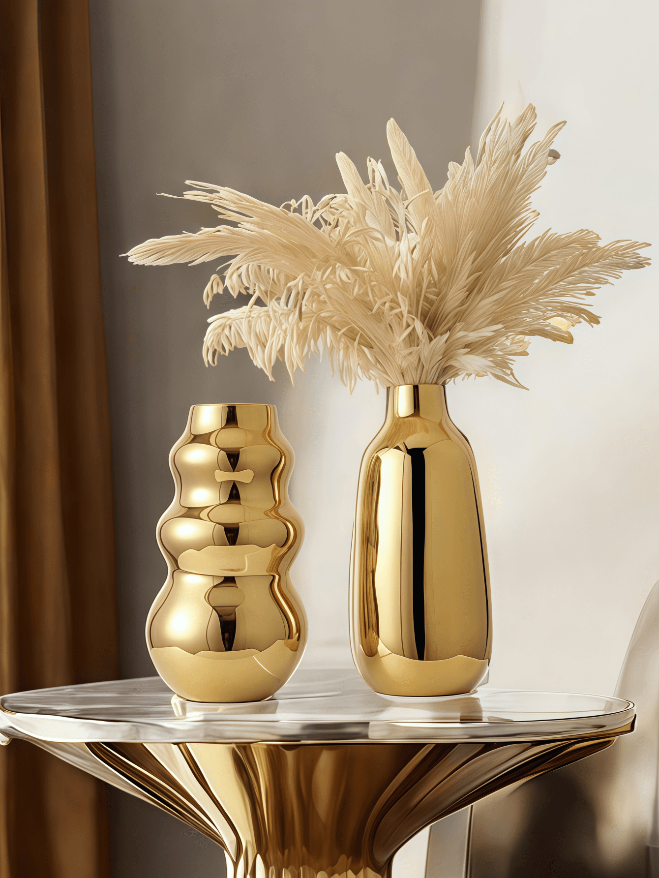 Modern Minimalist Creative Gold-plated Ceramic Vase, Living Room Desktop Flower Arrangement Vase, Room Decoration Ornament