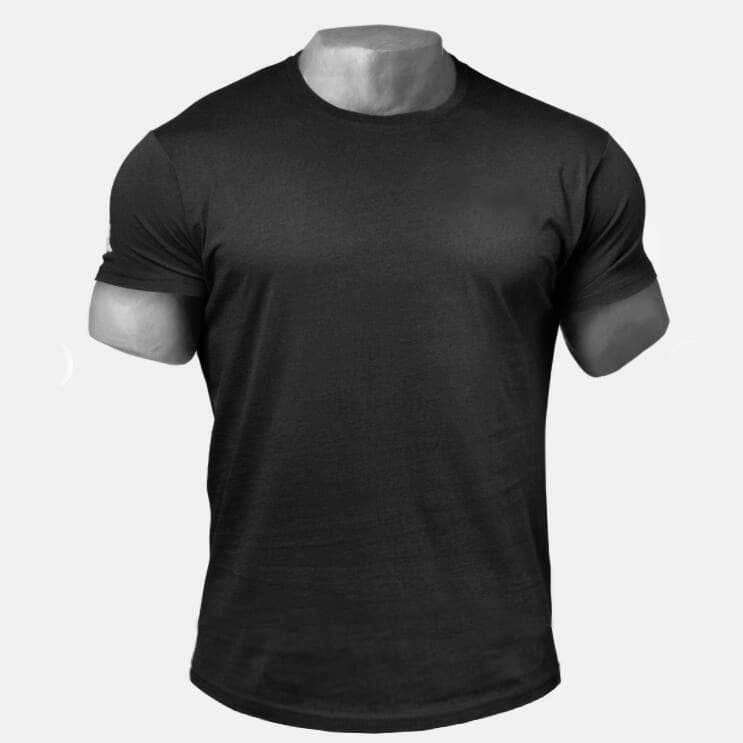 Men's Clothing pure cotton T-shirt men's casual breathable sweatshirt round neck arc hem slim fit fitness blank short sleeves