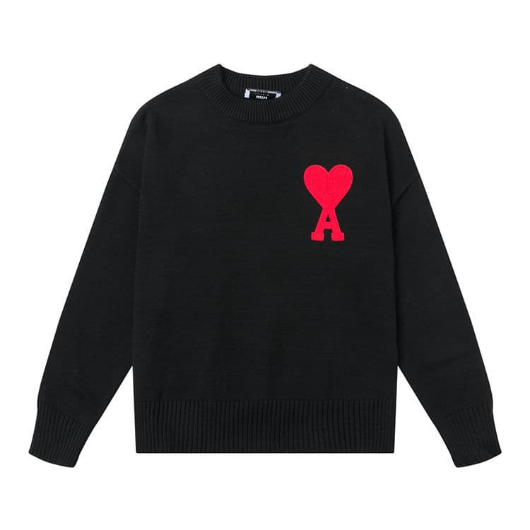 Pull à col rond pour homme 24 pièces avec broderie en forme de cœur