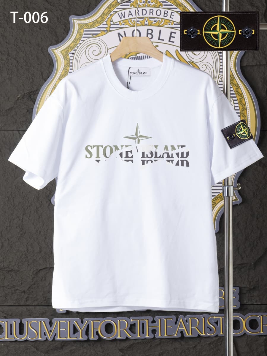 T-006 - T-shirt d'été à manches courtes et col rond en pur coton, haut tendance de haute qualité, léger et respirant pour l'été.
