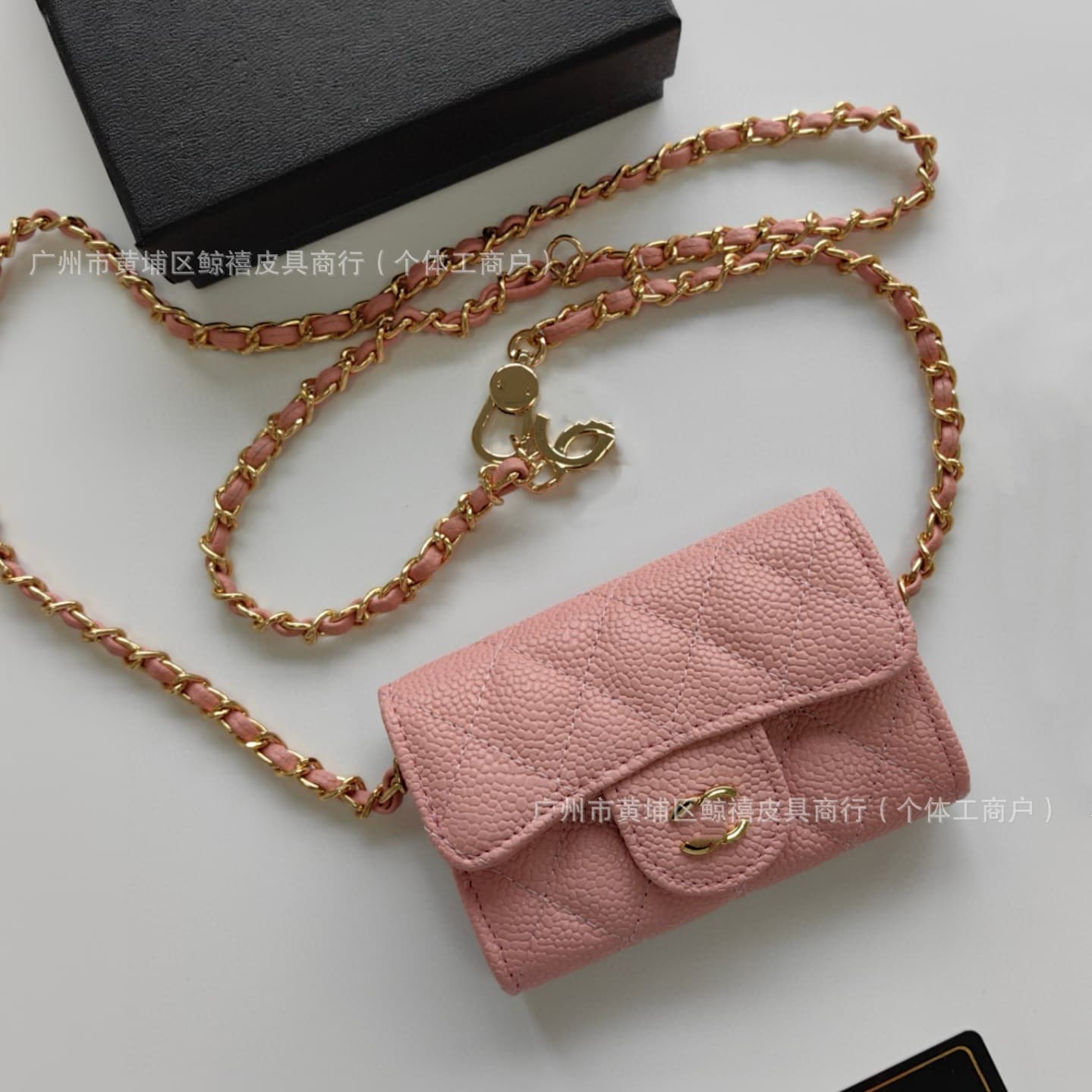 Porte-monnaie classique à rabat en cuir caviar, mini porte-cartes, sac banane matelassé, porte-cartes