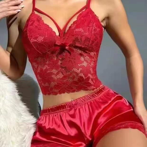 Women's Intimates New Suspender Lace Vest Top With Exposed Chest Lace Shorts Pajamas Sexy Lingerie Pure Desire Style Sexy