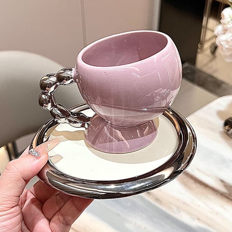 Italian Ceramic Coffee Cup Set High Beauty European Tea Set Morandi Coffee Cup Plate Set Combination Latte Cup