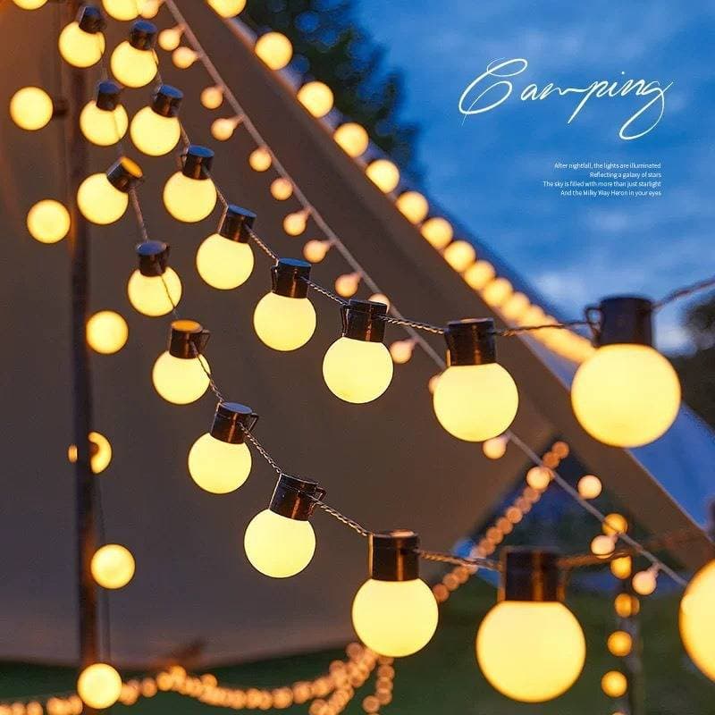 White LED Globe String Lights – Waterproof Plug-in & Battery/Solar Options For Camping, Canopy & Outdoor Decoration (IP44 Rated, PVC Shell)​