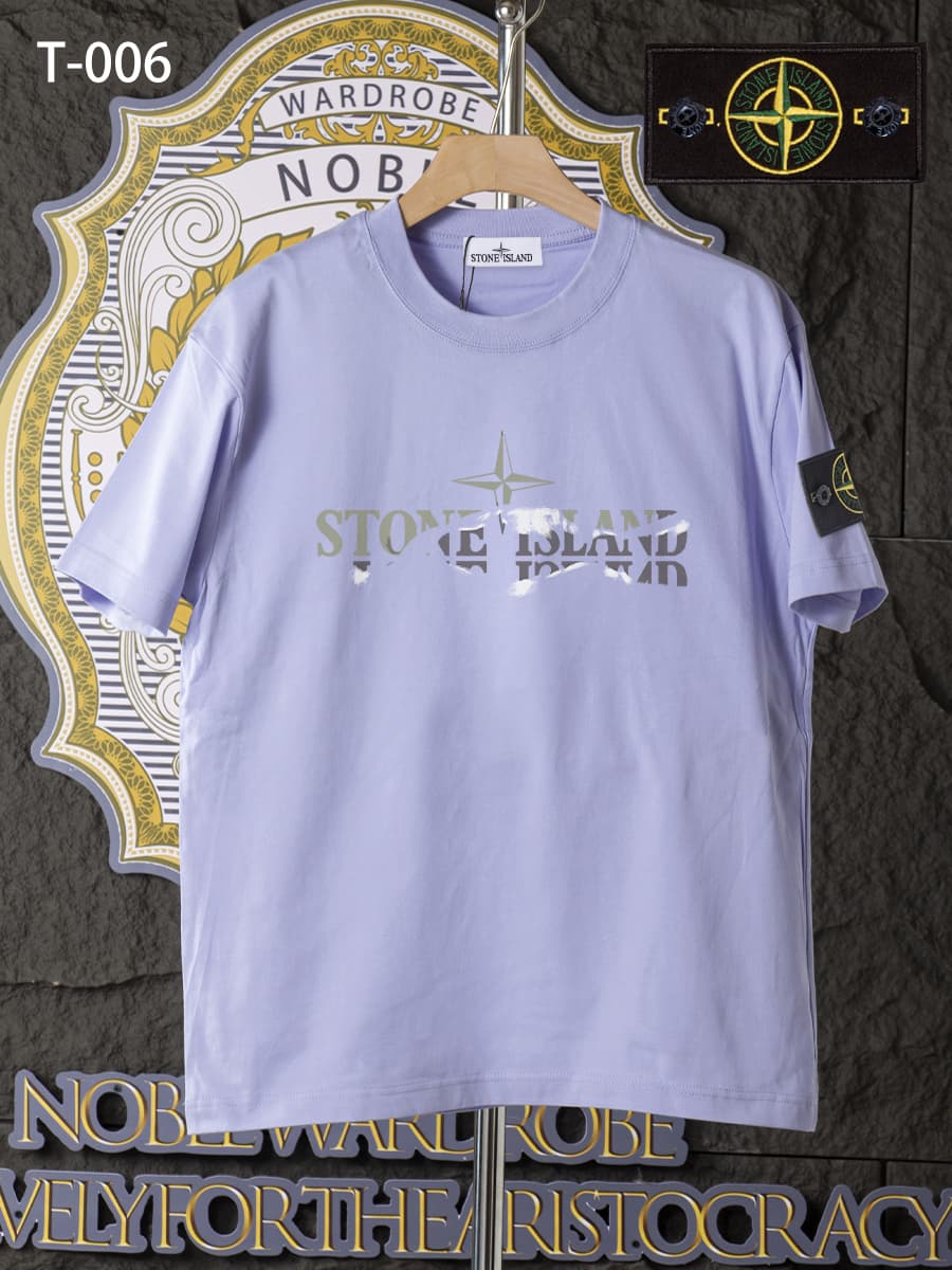 T-006 - T-shirt d'été à manches courtes et col rond en pur coton, haut tendance de haute qualité, léger et respirant pour l'été.