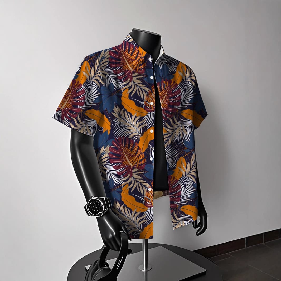 Men's Clothing Men's Vintage Floral Shirt Short Sleeved Summer Casual Trend Hong Kong Style Hawaiian American Beach Couple Shirt