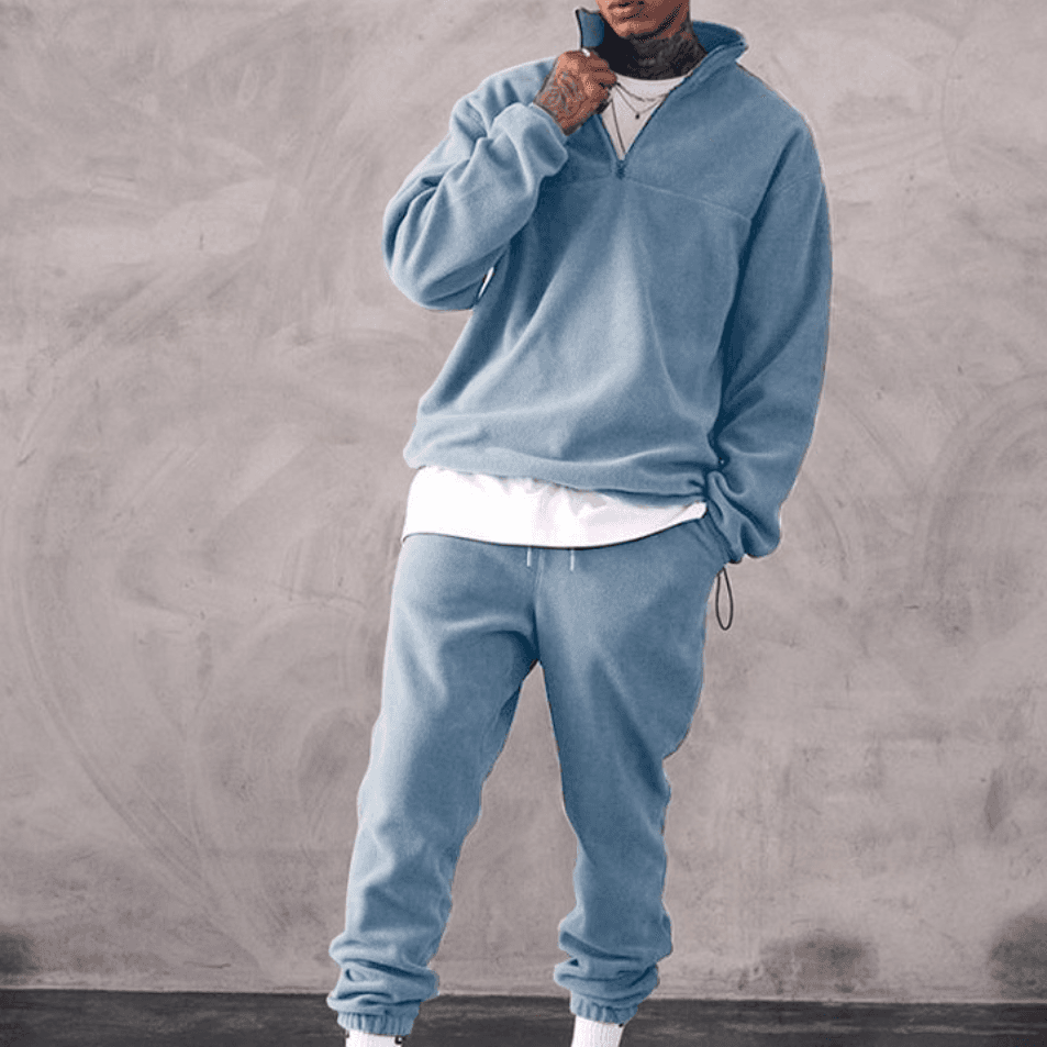 Sweat-shirt décontracté à manches longues et col montant pour homme, doublé polaire – Pull d'automne confortable et chaud (gris, gris foncé, bleu clair, bleu foncé)