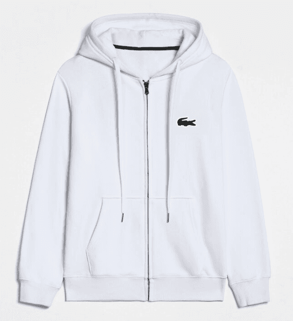 Sweat à capuche zippé décontracté et luxueux pour homme, couleur unie, avec logo crocodile brodé