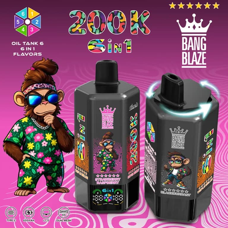 Bang Blaze 200K Vape jetable 6 en 1 | 200 000 bouffées | Dispositif multi-saveurs