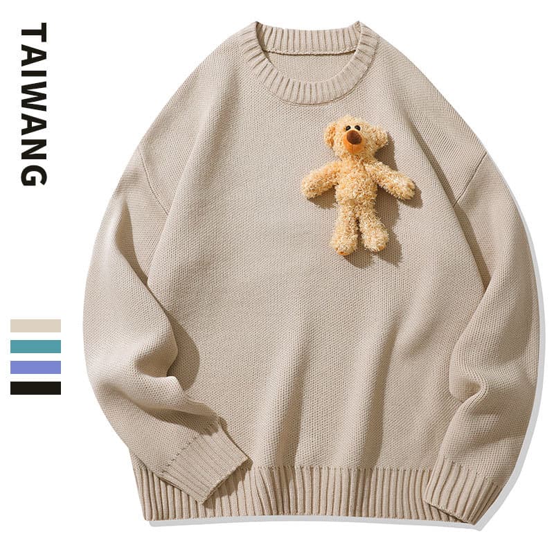Men's Clothing Autumn and Winter New Style Knitted Sweater Men Loose Solid Color Sweater