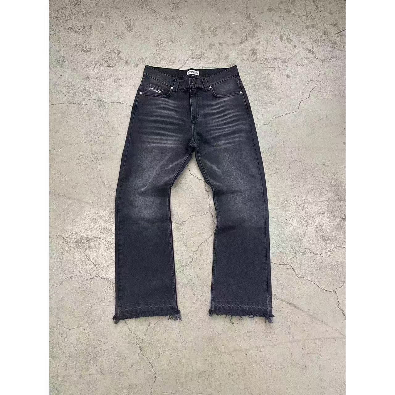 Men's Clothing 2024 Spring New Casual Jeans Men's High End Embroidery Printed Washed Harem Elastic Slim Fit Skinny Pants