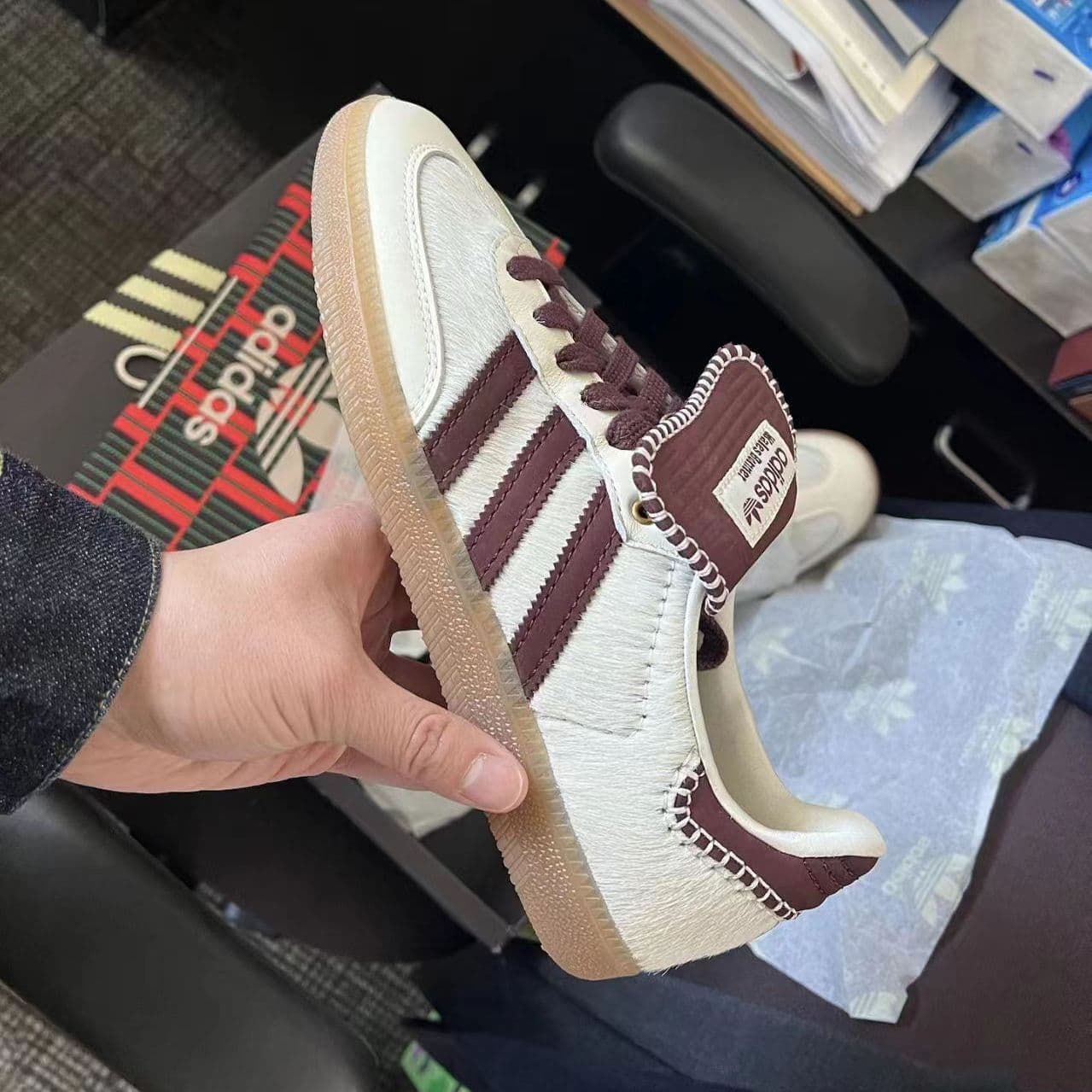 2024 Été Nouveau Pure Original Samba Clover Léopard Imprimé Crin De Cheval Baskets Couple Polyvalent Un Pied Chaussures Décontractées