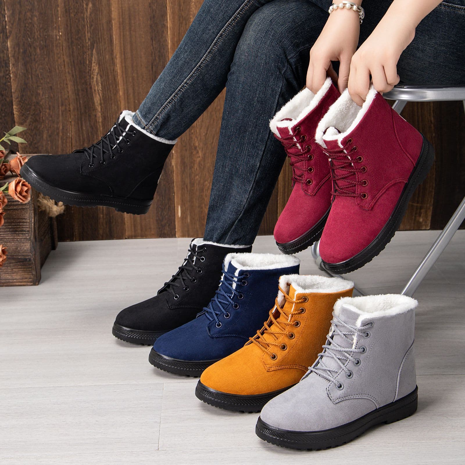 25 Cotton Shoes, Snow Boots, Warm And Versatile Boots, Women's Fleece And Thickened Cotton Boots