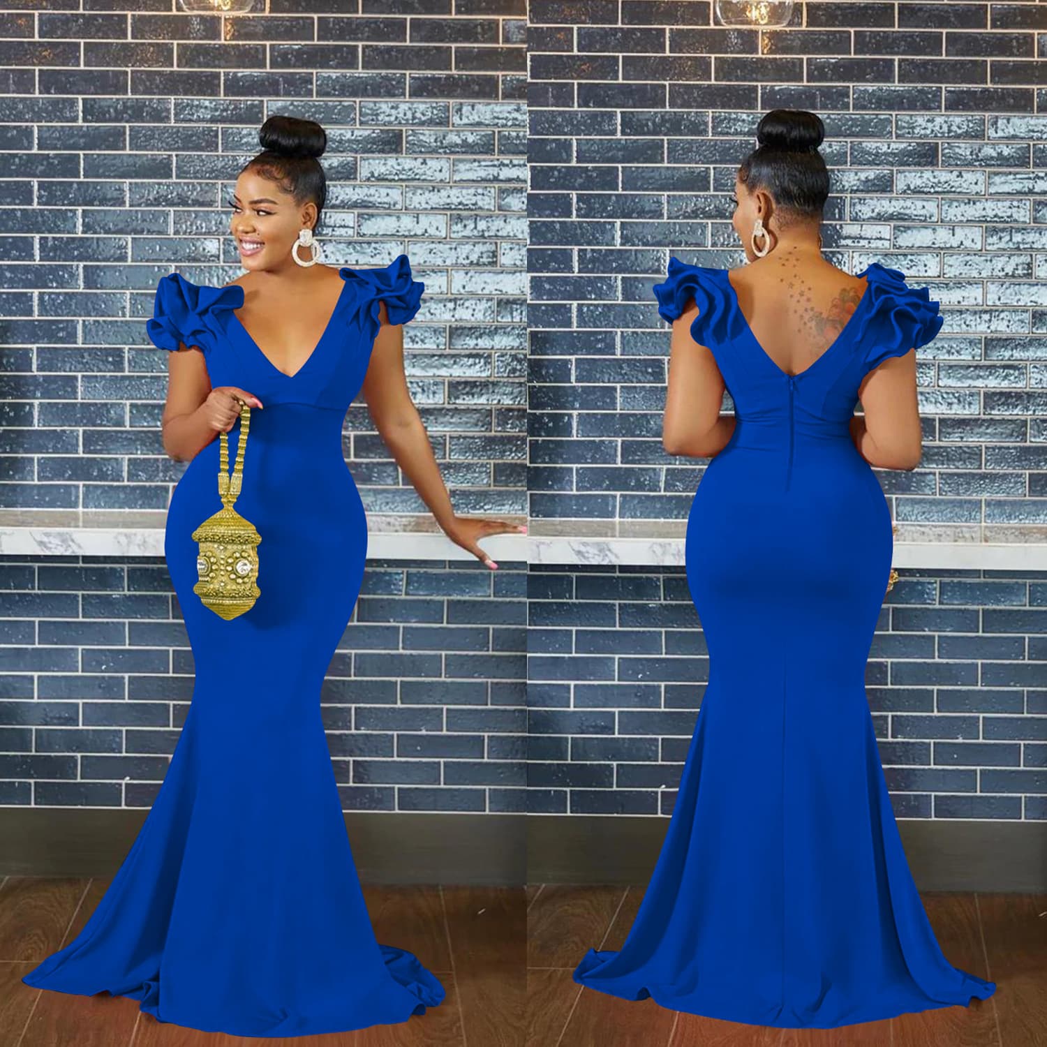 fashion women's solid color V-neck sleeveless long skirt shoulder flower dress for women