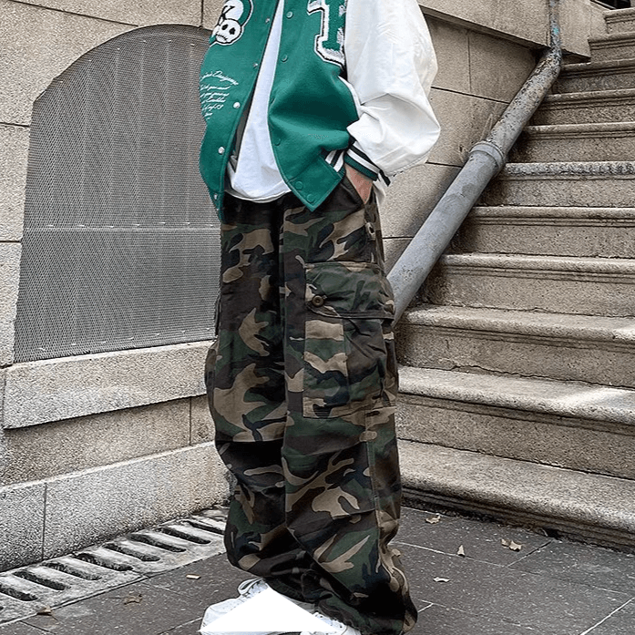 Men's Clothing Hip Hop Camouflage Overalls High Street Retro Hiphop Slim Pants Men's Straight Casual Pants Ins