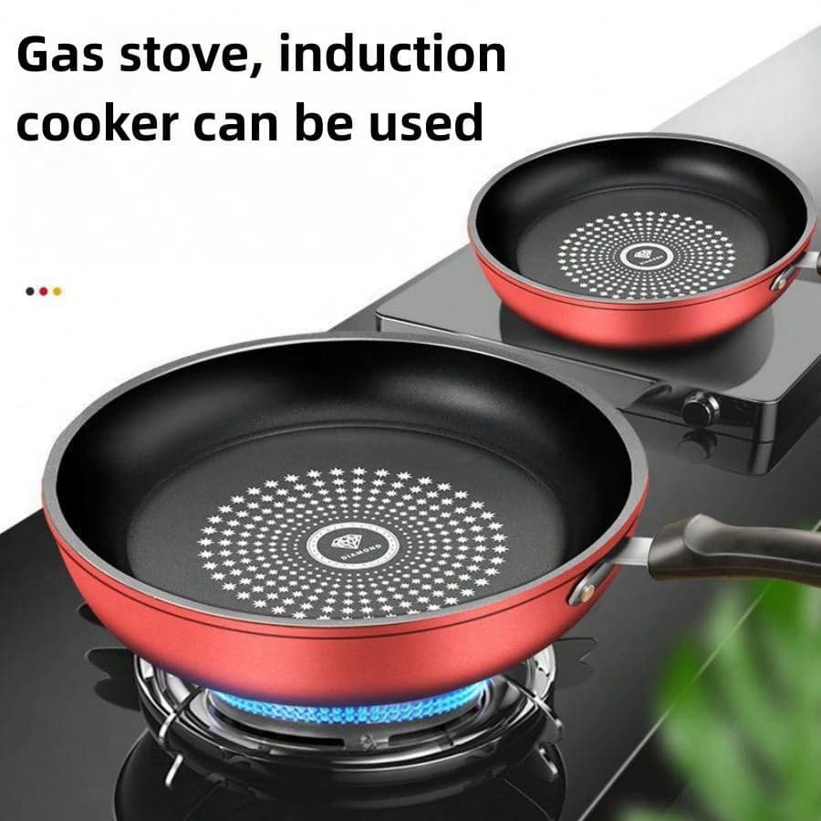 Poêle antiadhésive en fonte de 24 cm, facile à nettoyer, faible dégagement de fumée, sans brûlures, base épaisse, chaleur rapide et uniforme, compatible avec les plaques à gaz et à induction.