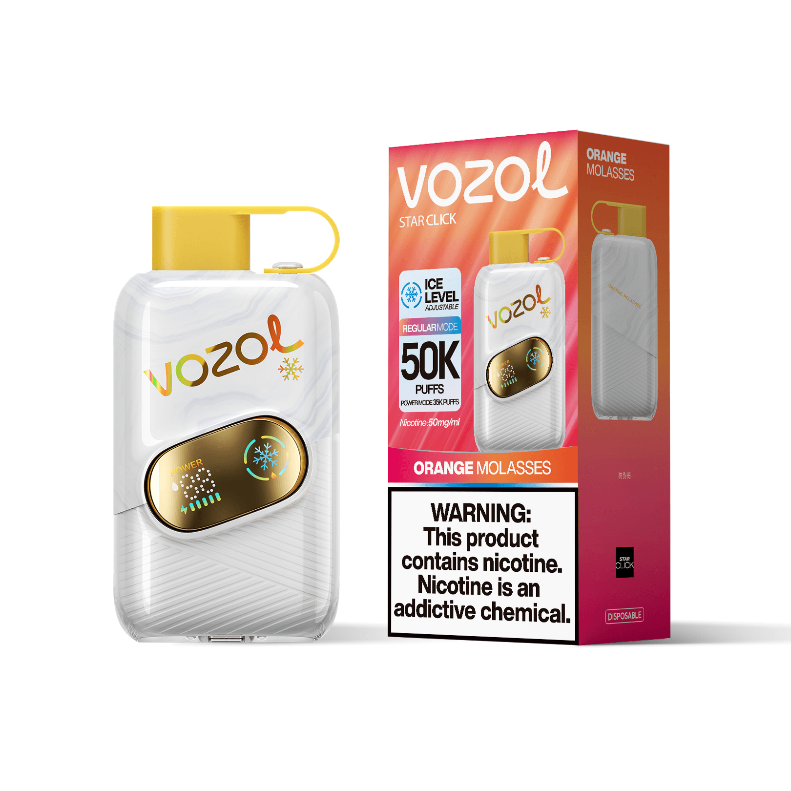 Entrepôt UE 1 PCS Vozol Star Click 50000 Bouffées 50k Vape Jetable avec Écran Bildschirm Vape Boisson Énergisante Longue Durée
