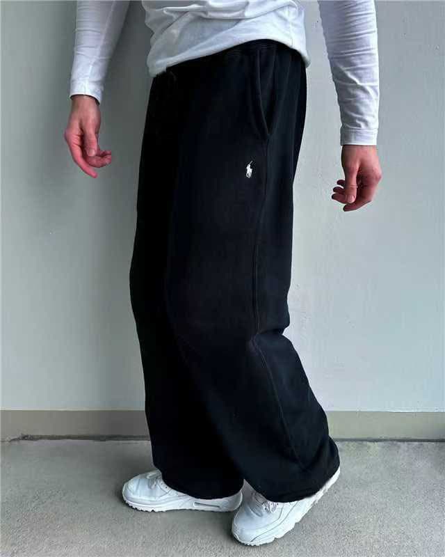 Pantalon de sport décontracté pour homme, style rétro, tendance, hip-hop, taille élastique, fermeture éclair, ample, couleur unie