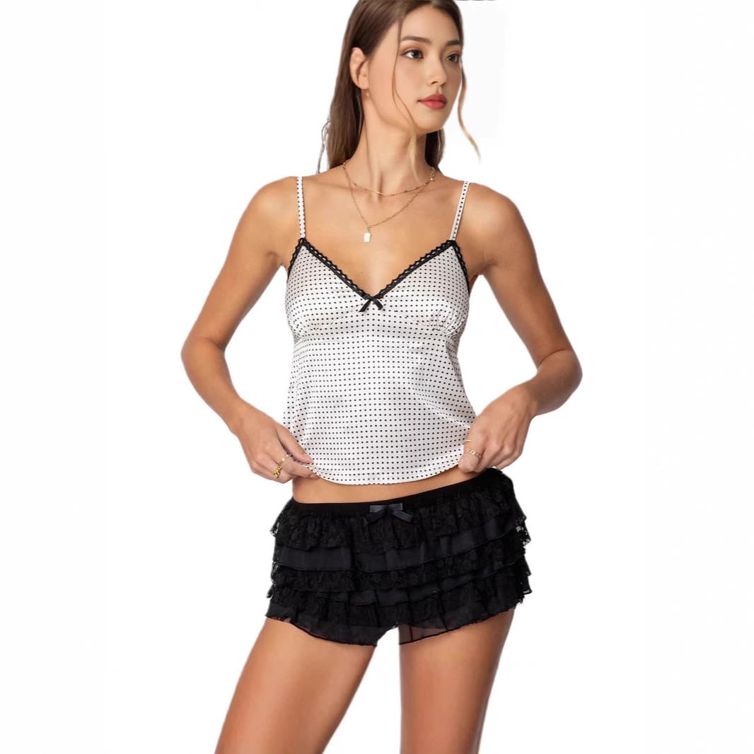 Women's Clothing Hot Girl Small Vest Satin Satin Lace Suspender Top