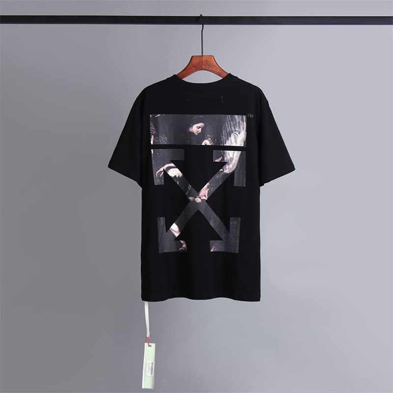 L'expérience de longue date de l'utilisation du ruban adhésif OFF avec impression de flèche OW T-shirt à manches courtes pour homme, coupe ample,