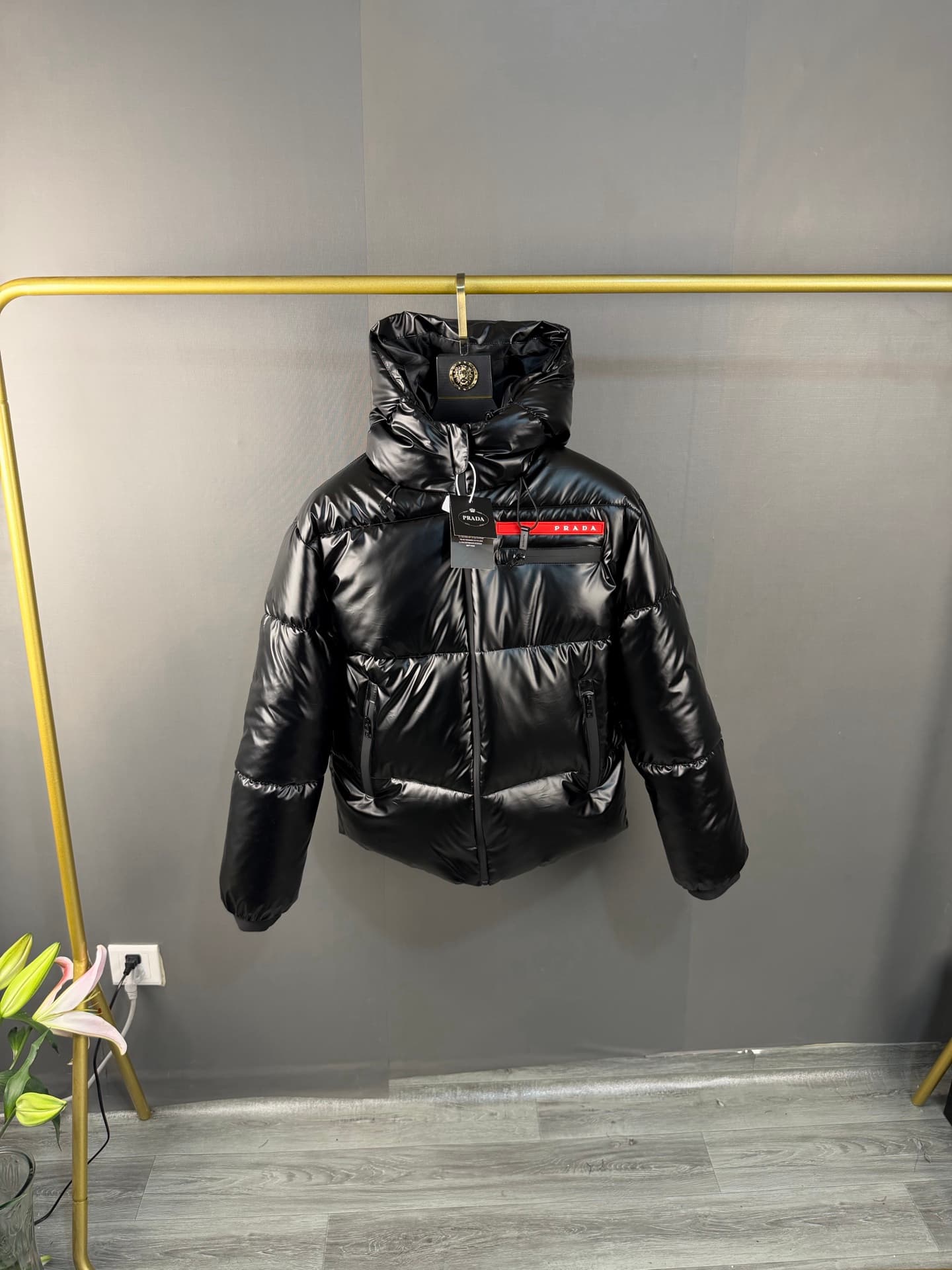 PRADA, Doudoune, Noire, Style Automne-Hiver, Classique et tendance, Chaude et confortable, Unisexe