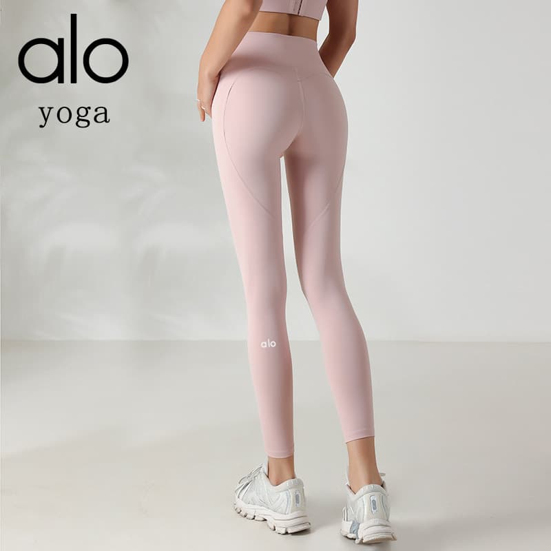 Vêtements pour femmes Alo Yoga No Embarrassing Line Pantalon de yoga double face couleur chair Pantalon de fitness taille haute pour femmes, rehauss