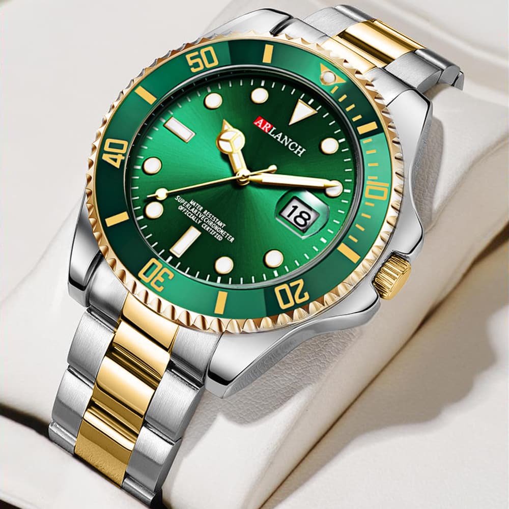 VA VA VOOM Men's Watch Calendar Business Watch Green Water Ghost Watch Men's Quartz Watch