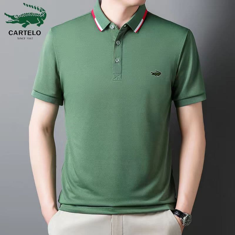 Polos homme en coton brodé, collection printemps-été, décontractés et respirants, à revers.