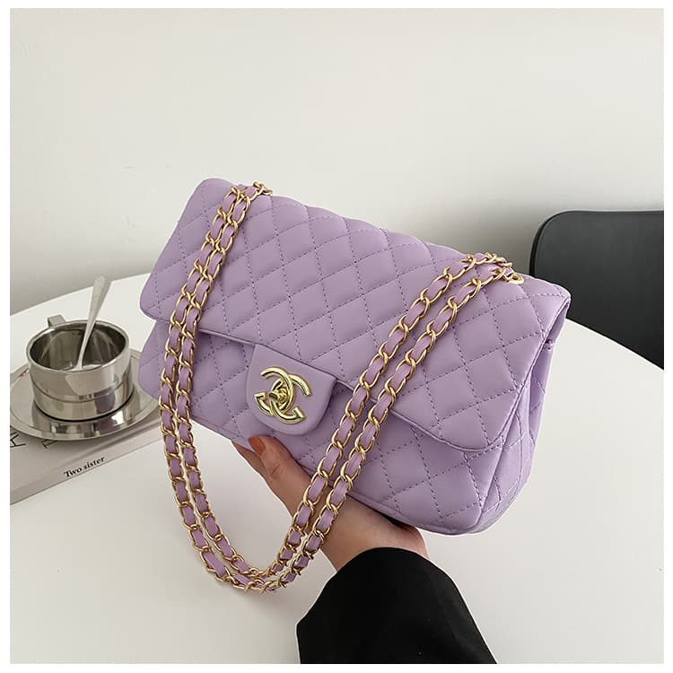 Sac à dos à bandoulière en chaîne canari pour femmes, sac à loquet à rabat en treillis de diamants